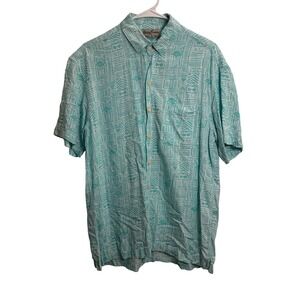 Kenny Flowers Mens Shirt L Limited Edition Flamingo Geometric Rayon Button Down